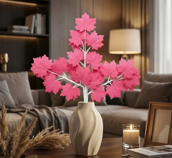 Plastic_Pink_Maple_Leaf_Artificial_Floral_Branch