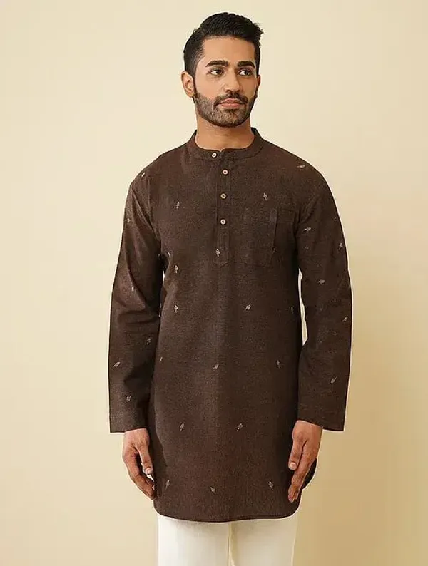 Brown_Cotton_Regular_Fit_Kurta_For_Men