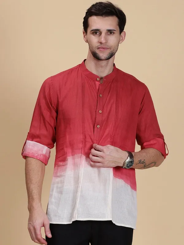 Red_Cotton_Regular_Fit_Kurta_For_Men