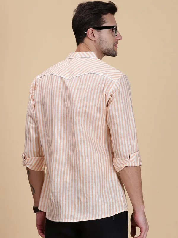 Peach_Linen_Regular_Fit_Striped_Casual_Shirt_For_Men
