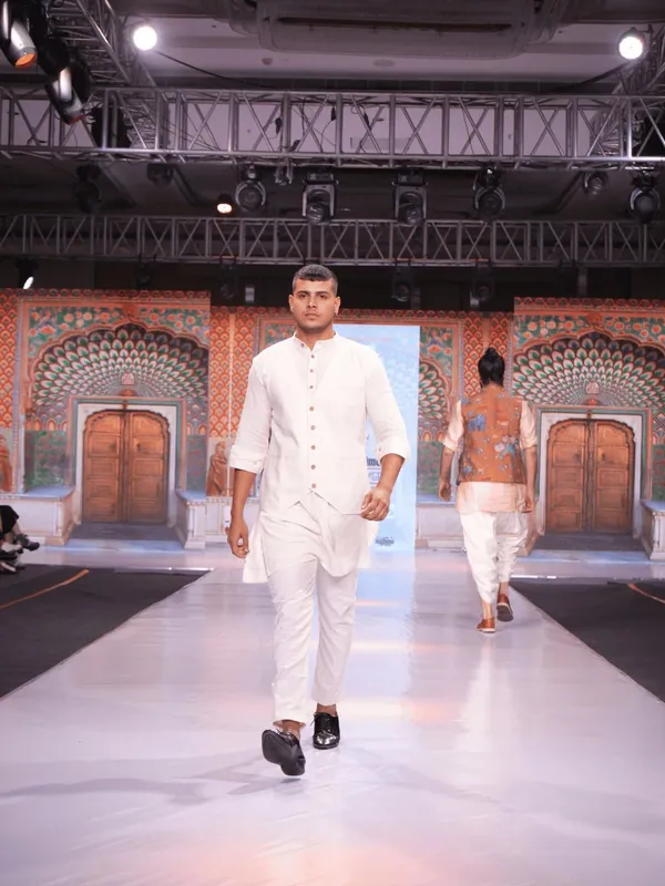 White_Khadi_Cotton_Straight_Fit_Layered_Kurta_Pajama_Set_For_Men