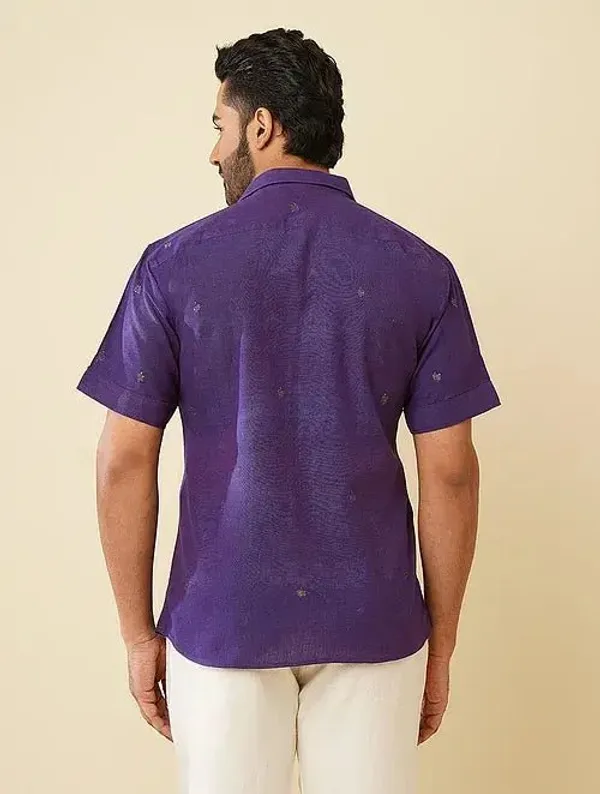 Purple_Khadi_Cotton_Regular_Fit_Printed_Shirt_For_Men