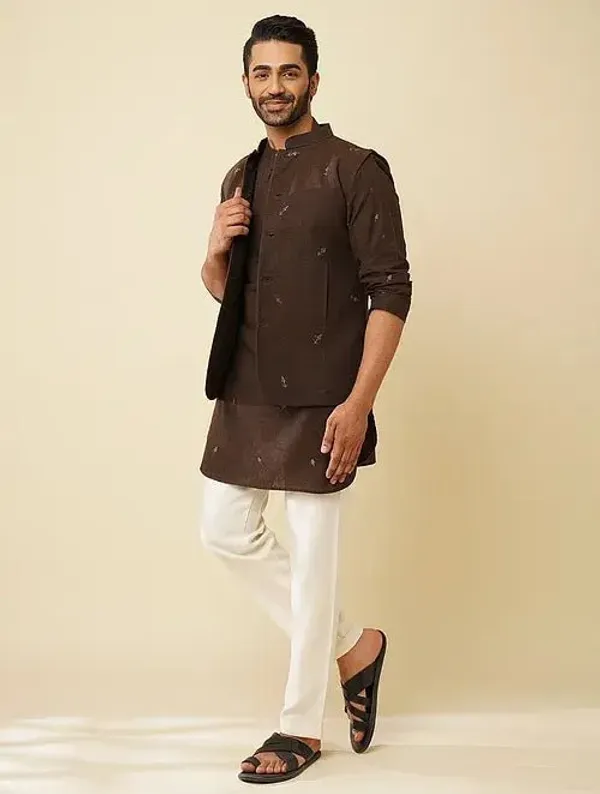Brown_Cotton_Regular_Fit_Kurta_For_Men