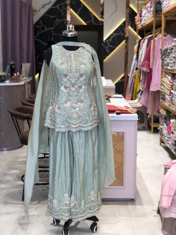 Sage_Green_Shimmer_Embroidered_Jacket_Suit_Set_For_Women