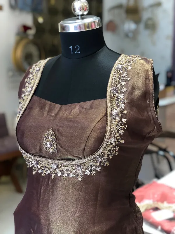 Brown_Shimmer_Flared_Lehenga_Co-Ord_Set_For_Women