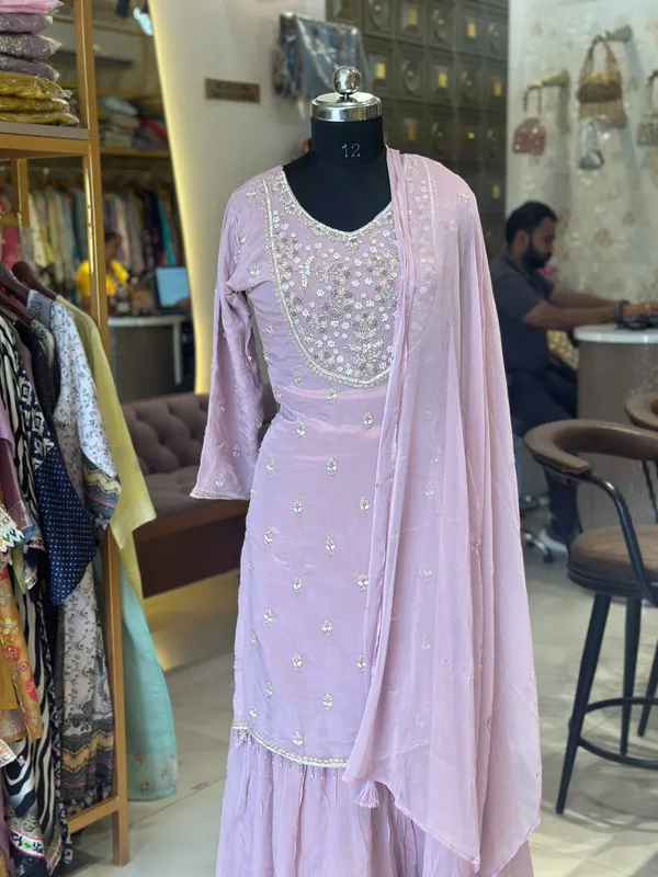 Baby_Pink_Chinon_Embroidered_Kurti_Garara_Set_For_Women