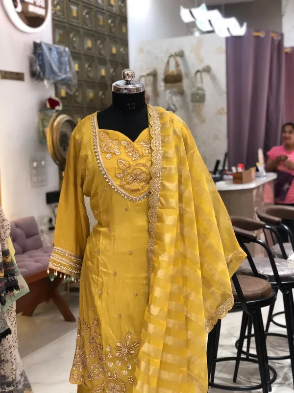 Yellow_Shimmer_Embroidered_Suit_Set_For_Women