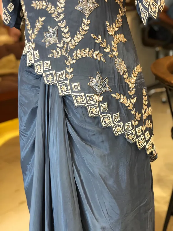 Blue_Crepe_Anarkali_Dhoti_Skirt_Set_For_Women