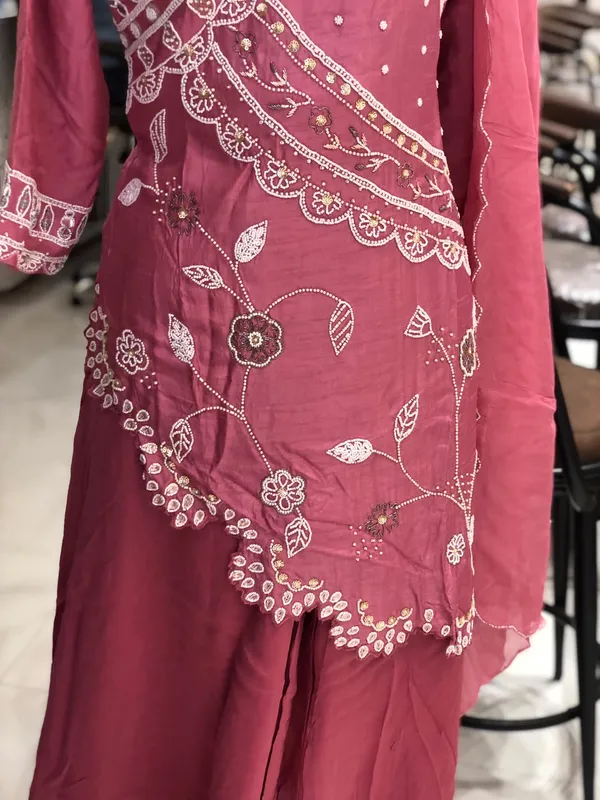 Pink_Silk_Peplum_Embroidered_Suit_Set_For_Women