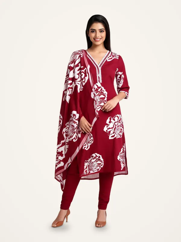 Cotton_Suit_Set_for_Women_-_Maroon_Contrast_Work_3_Piece_|_Daily_Wear