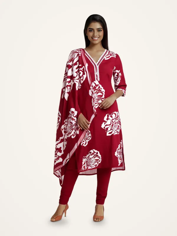 Cotton_Suit_Set_for_Women_-_Maroon_Contrast_Work_3_Piece_|_Daily_Wear