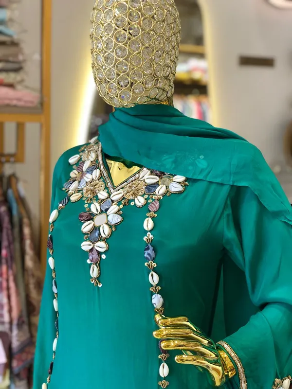 Teal_Crepe_Shell_Work_Jacket_Suit_Set_For_Women
