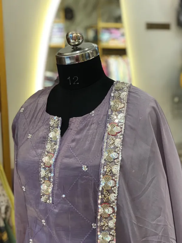 Lavender_Fendi_Silk_Embroidered_Short_Kurti_Sharara_Set_For_Women
