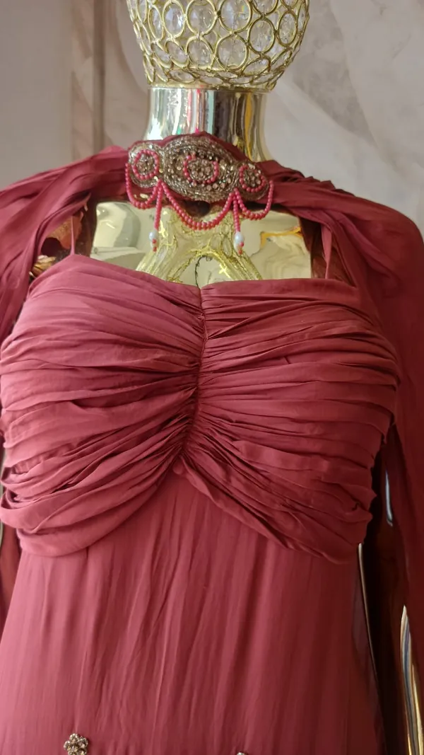 Rust_Crepe_Flared_Embroidered_Jacket_Garara_Set_For_Women