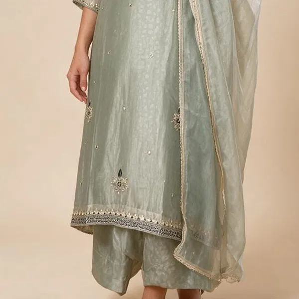 Peplum_Suit_Set_for_Women_-_Mint_Green_Shimmer_Tissue_Hand_Work_|_Festive_Wear