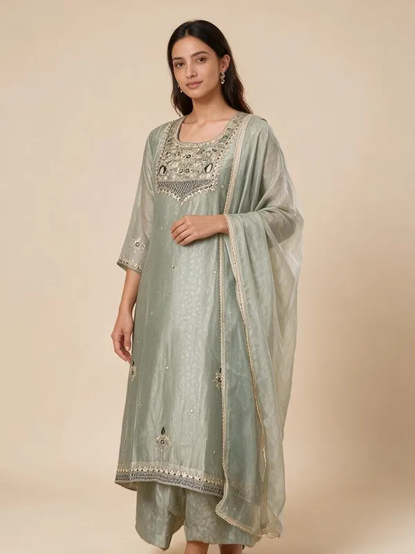 Peplum_Suit_Set_for_Women_-_Mint_Green_Shimmer_Tissue_Hand_Work_|_Festive_Wear