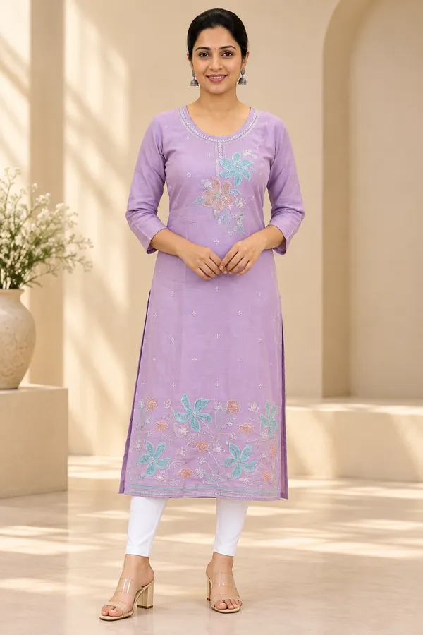 Lavender_Cotton_Embroidered_Kurta_For_Women
