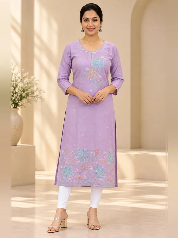 Cotton_Suit_Set_for_Women_-_Lavender_Embroidered,_Organza_Dupatta_|_Festive