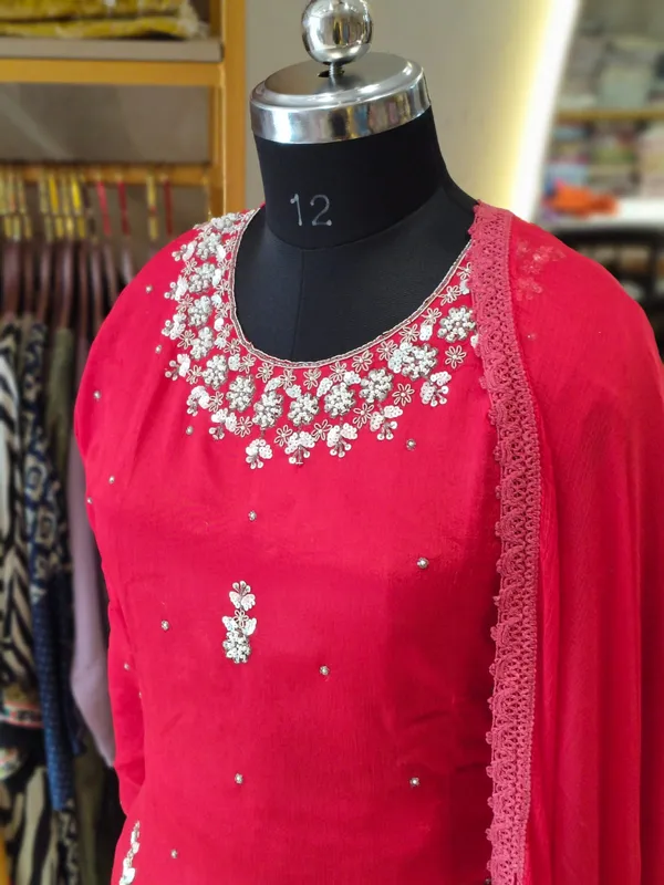 Red_Chinon_Embroidered_Kurta_Farshi_Salwar_Suit_Set_For_Women