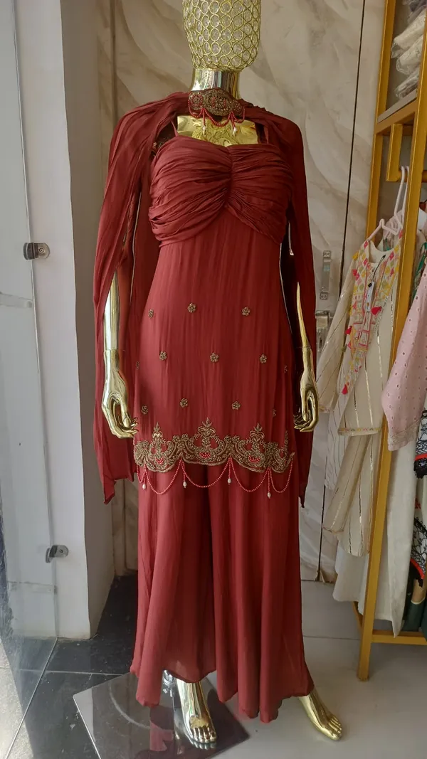 Rust_Crepe_Flared_Embroidered_Jacket_Garara_Set_For_Women