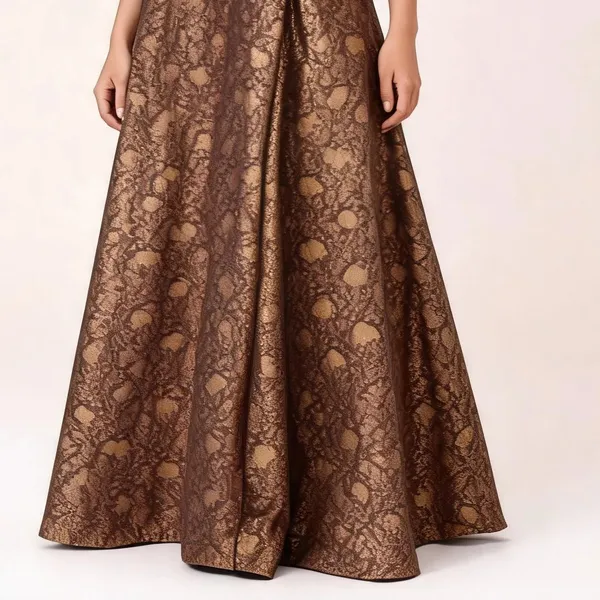 Co-ord_Set_for_Women_-_Brown_Shimmer_Hand_Work_with_Brocade_Pants_|_Party_Wear