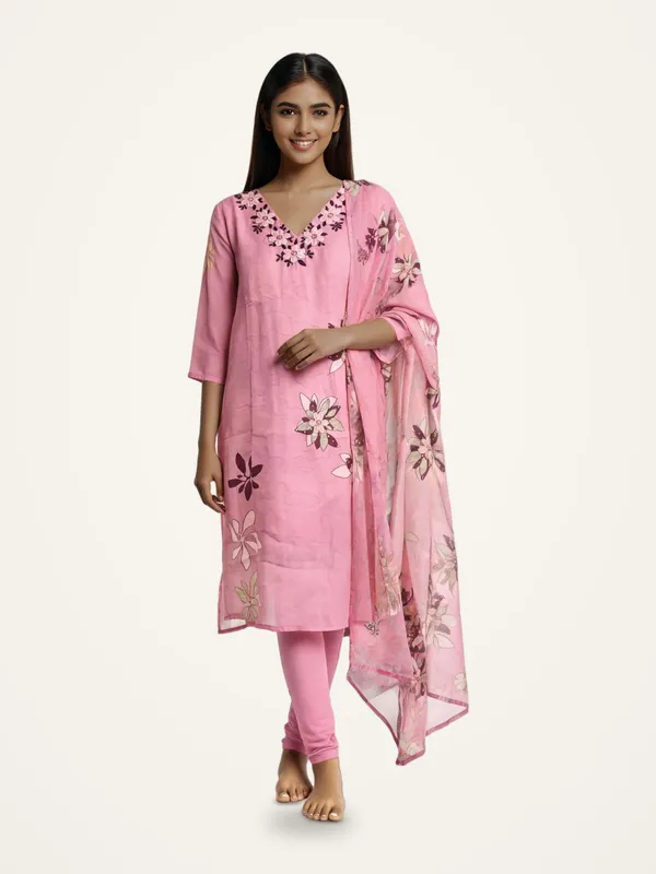 Cotton_Suit_Set_for_Women_-_Pink_with_Printed_Dupatta,_Neck_Detailing_|_Daily