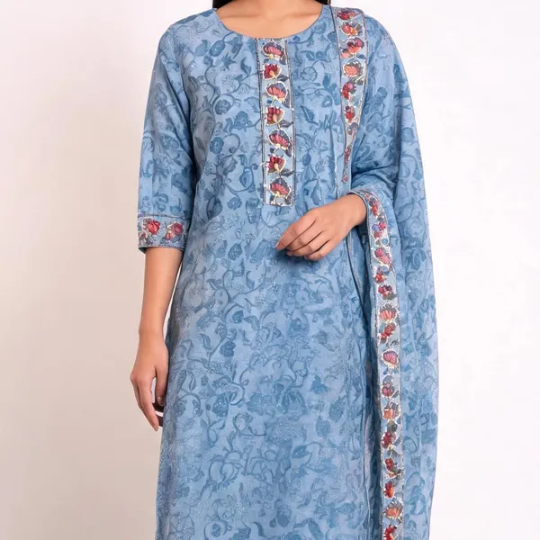 Cotton_Suit_Set_for_Women_-_Powder_Blue_with_Kantha_Work_Dupatta_|_Festive