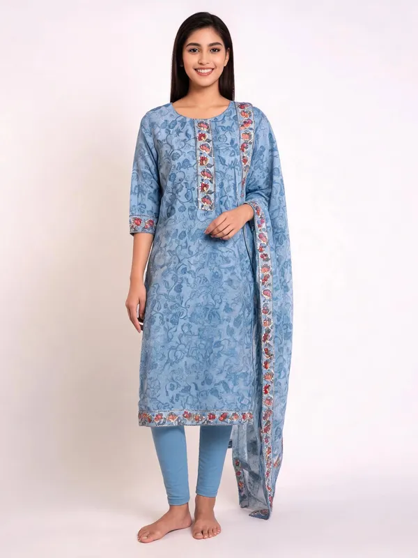 Cotton_Suit_Set_for_Women_-_Powder_Blue_with_Kantha_Work_Dupatta_|_Festive