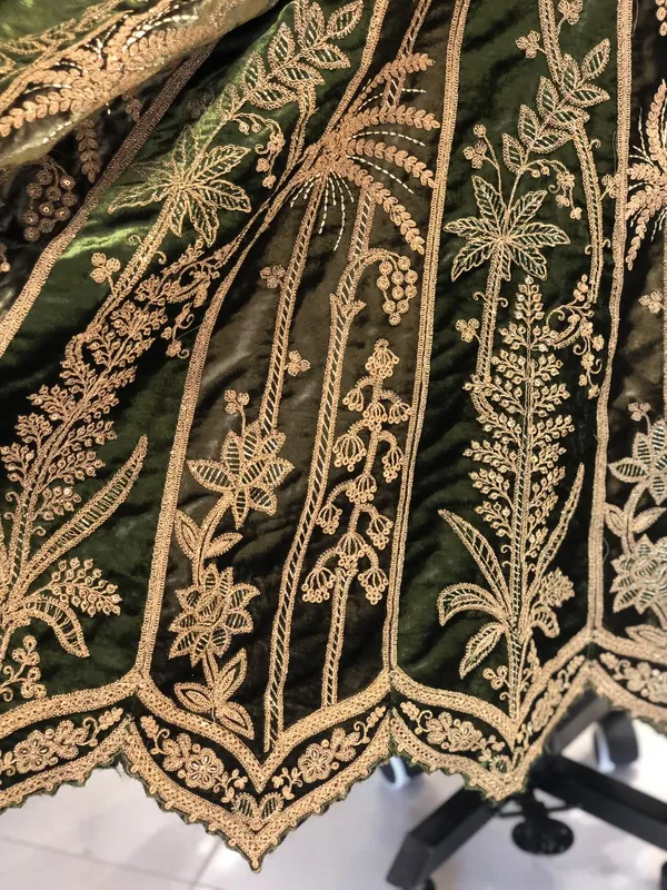 Olive_Green_Velvet_Anarkali_Embroidered_Suit_Set_For_Women