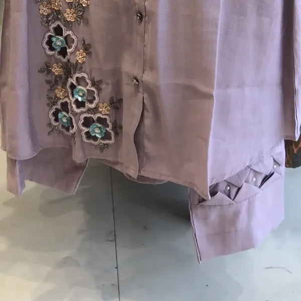Co-ord_Set_for_Women_-_Lavender_Cotton_Embroidered_Shirt_Style_|_Casual_Wear