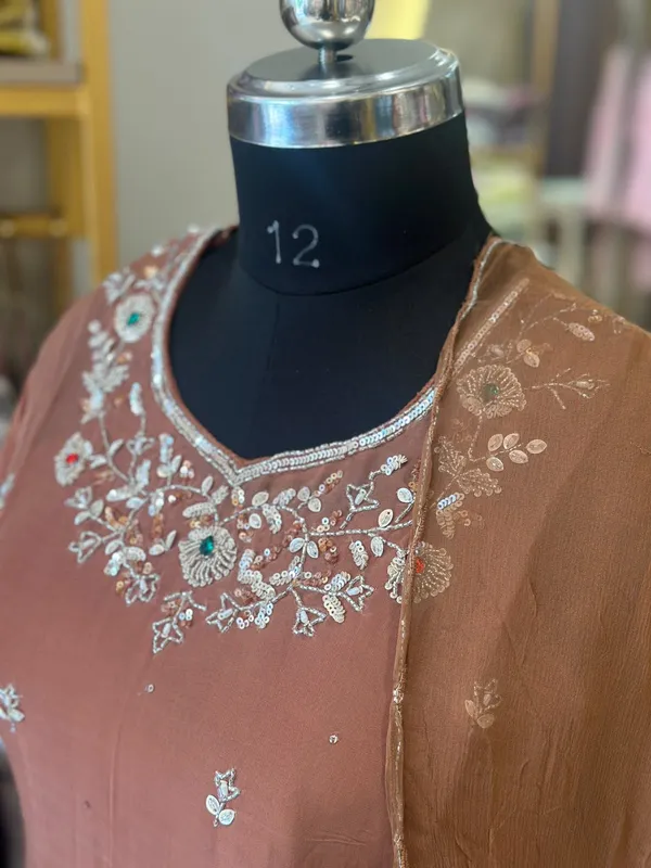 Light_Brown_Organza_Embroidered_Bustier_Suit_Set_For_Women