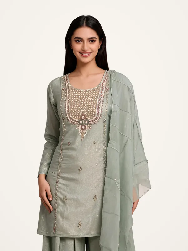 Kurta_Palazzo_Set_for_Women_-_Mint_Green_Shimmer_Hand_Work_Straight_Kurta