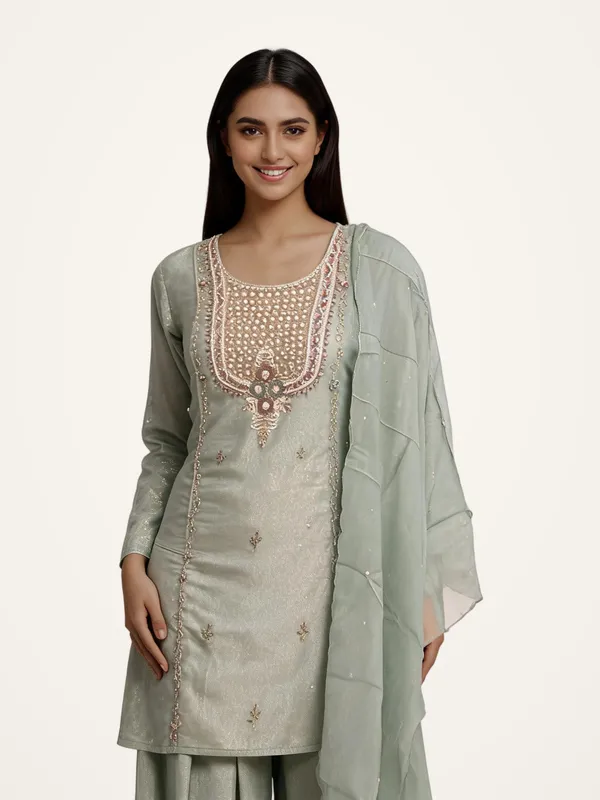 Kurta_Palazzo_Set_for_Women_-_Mint_Green_Shimmer_Hand_Work_Straight_Kurta