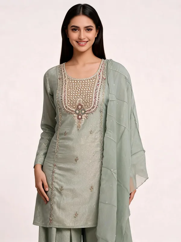 Kurta_Palazzo_Set_for_Women_-_Mint_Green_Shimmer_Hand_Work_Straight_Kurta