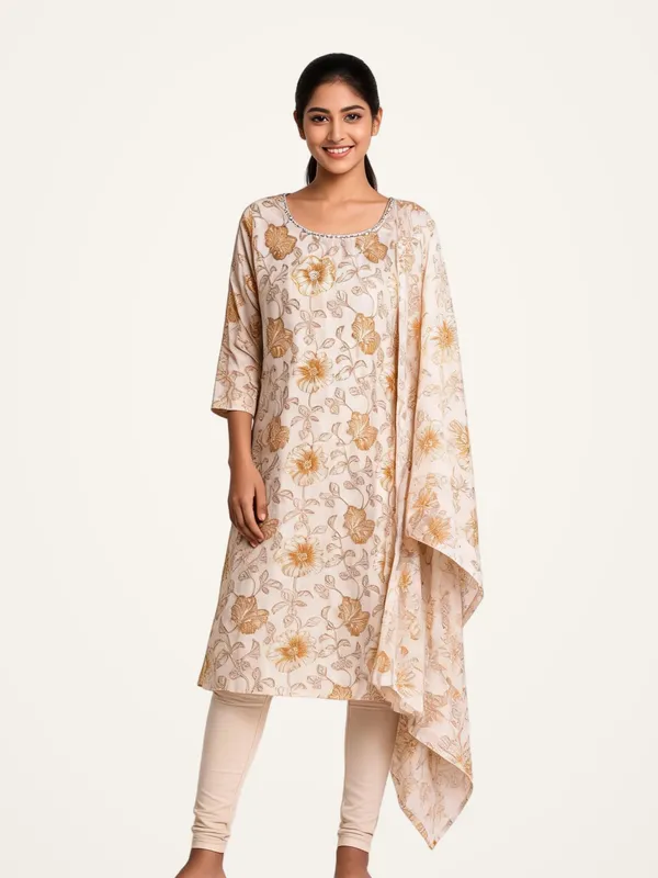 Cotton_Suit_Set_for_Women_-_Light_Beige_with_Printed_Dupatta_|_Daily_Wear