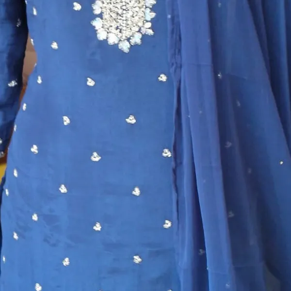 Kurti_Gharara_Set_for_Women_-_Royal_Blue_Chinon_Hand_Work_Short_Kurti_|_Festive