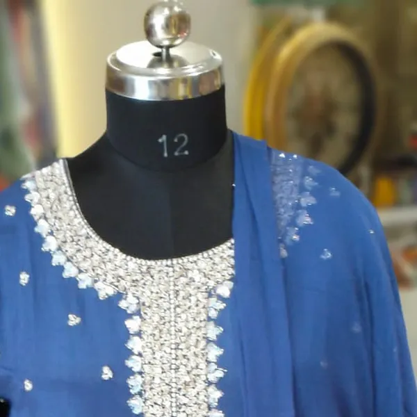 Kurti_Gharara_Set_for_Women_-_Royal_Blue_Chinon_Hand_Work_Short_Kurti_|_Festive
