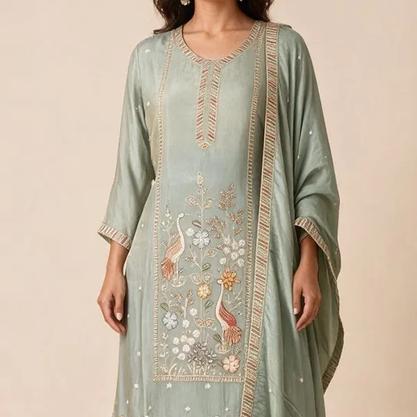 Kurti_Gharara_Set_for_Women_-_Sage_Green_Shimmer_Hand_Work_|_Festive_Wear