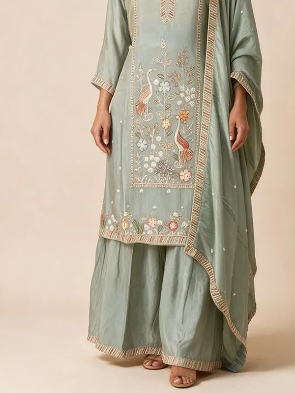 Kurti_Gharara_Set_for_Women_-_Sage_Green_Shimmer_Hand_Work_|_Festive_Wear