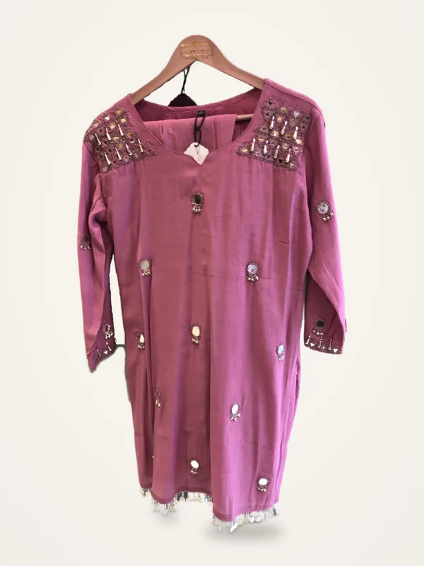 Co-ord_Set_for_Women_-_Purple_Cotton_Mirror_Work_2_Piece_|_Casual_Wear