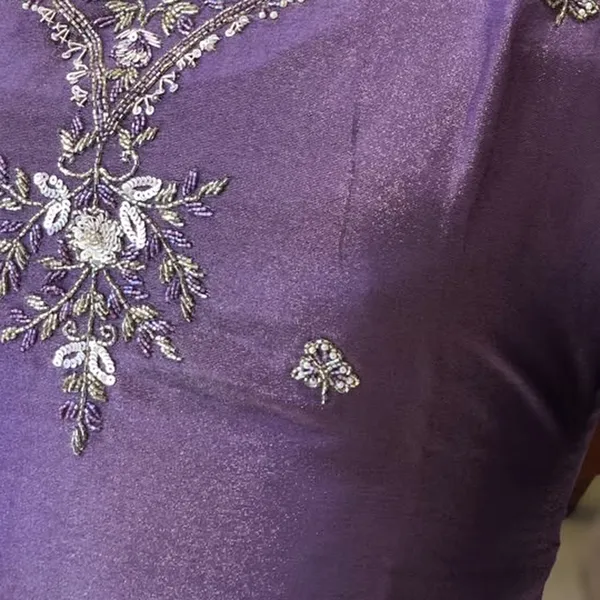Kurti_Pant_Set_for_Women_-_Purple_Shimmer_Short_Kurti,_Brocade_Pants_|_Party