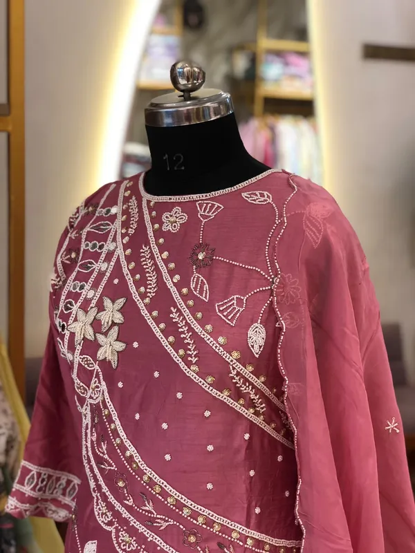 Pink_Silk_Peplum_Embroidered_Suit_Set_For_Women