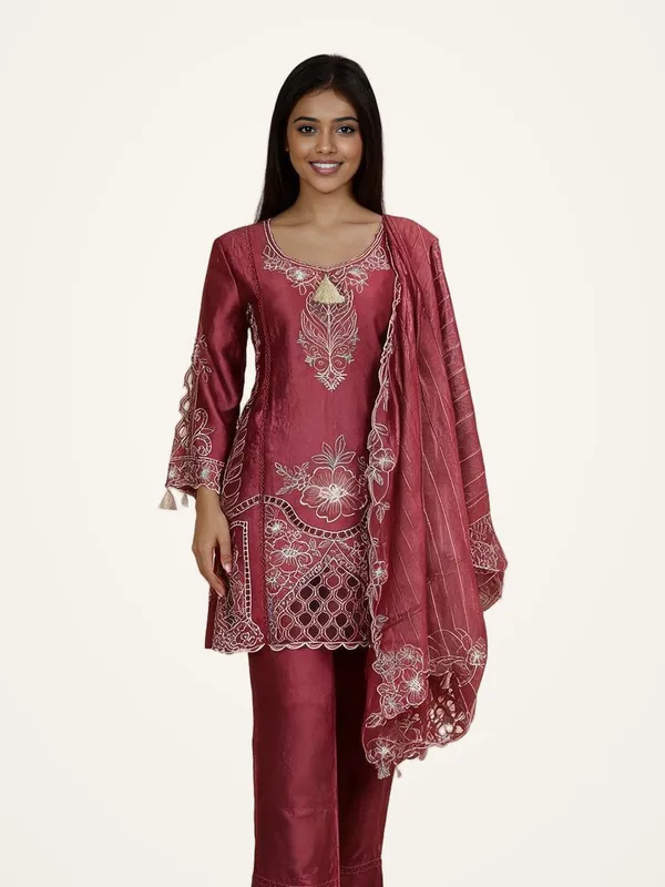 Pakistani_Suit_Set_for_Women_-_Maroon_Satin_Laser_Cut_3_Piece_|_Wedding_Wear