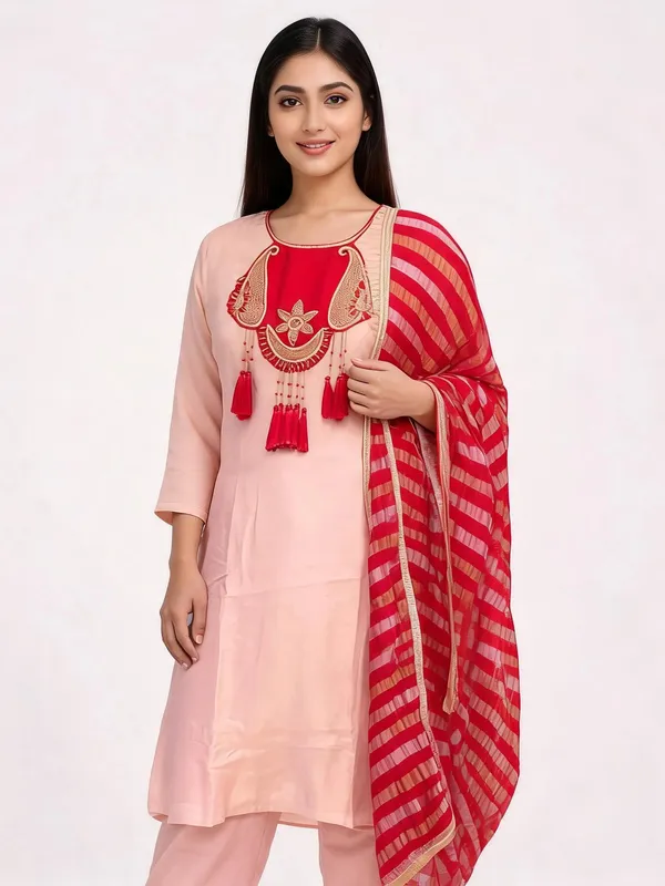 A-Line_Suit_Set_for_Women_-_Pink_Shimmer_with_Contrast_Dupatta_|_Festive_Wear
