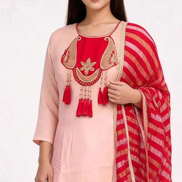 A-Line_Suit_Set_for_Women_-_Pink_Shimmer_with_Contrast_Dupatta_|_Festive_Wear