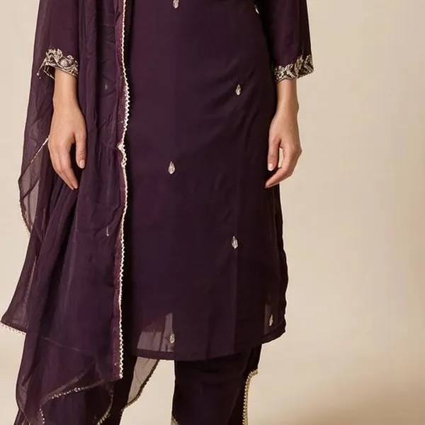 Kurti_Pant_Suit_Set_for_Women_-_Purple_Georgette_Heavy_Hand_Work_|_Wedding_Wear