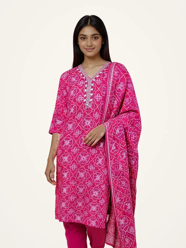 Suit_Set_for_Women_-_Magenta_Muslin_Bandhej_Print_Hand_Work_|_Festive_Wear