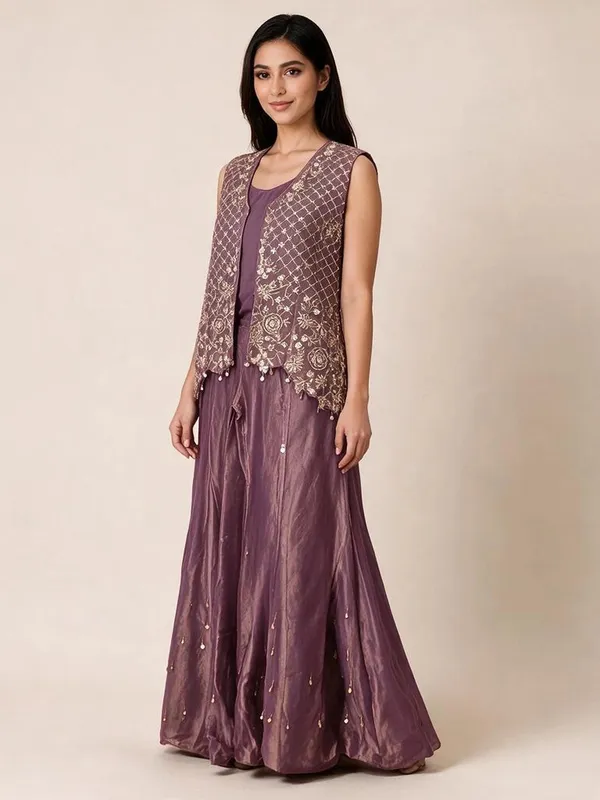 Jacket_Skirt_Set_with_Bustier_for_Women_-_Mauve_Shimmer_Tissue_Embroidered