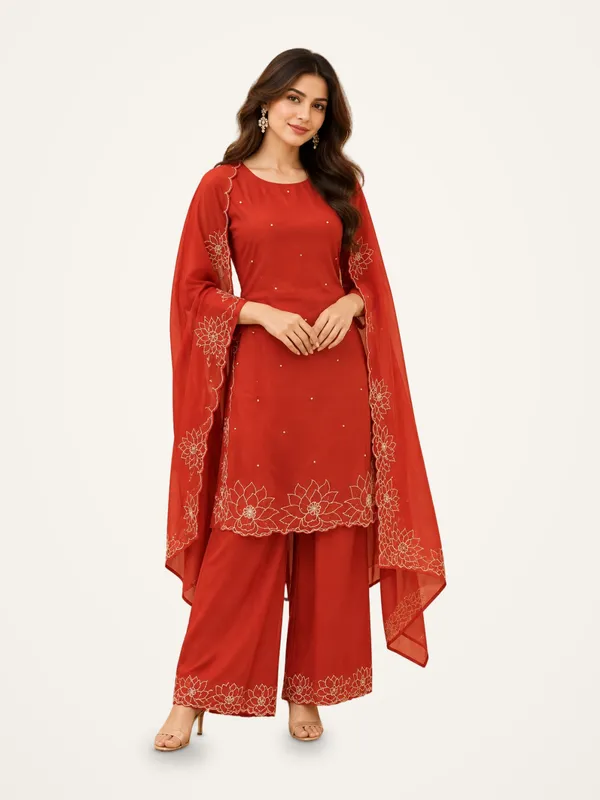 Sharara_Suit_Set_for_Women_-_Rust_Orange_Chinon_Hand_Work_|_Festive_Wear