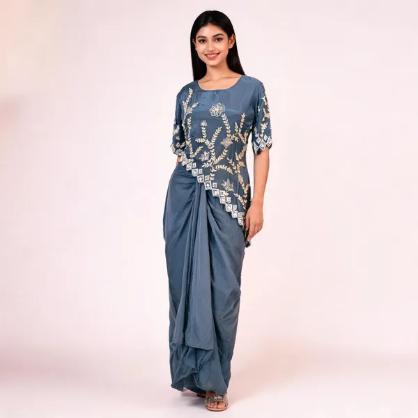 Blue_Crepe_Anarkali_Dhoti_Skirt_Set_For_Women
